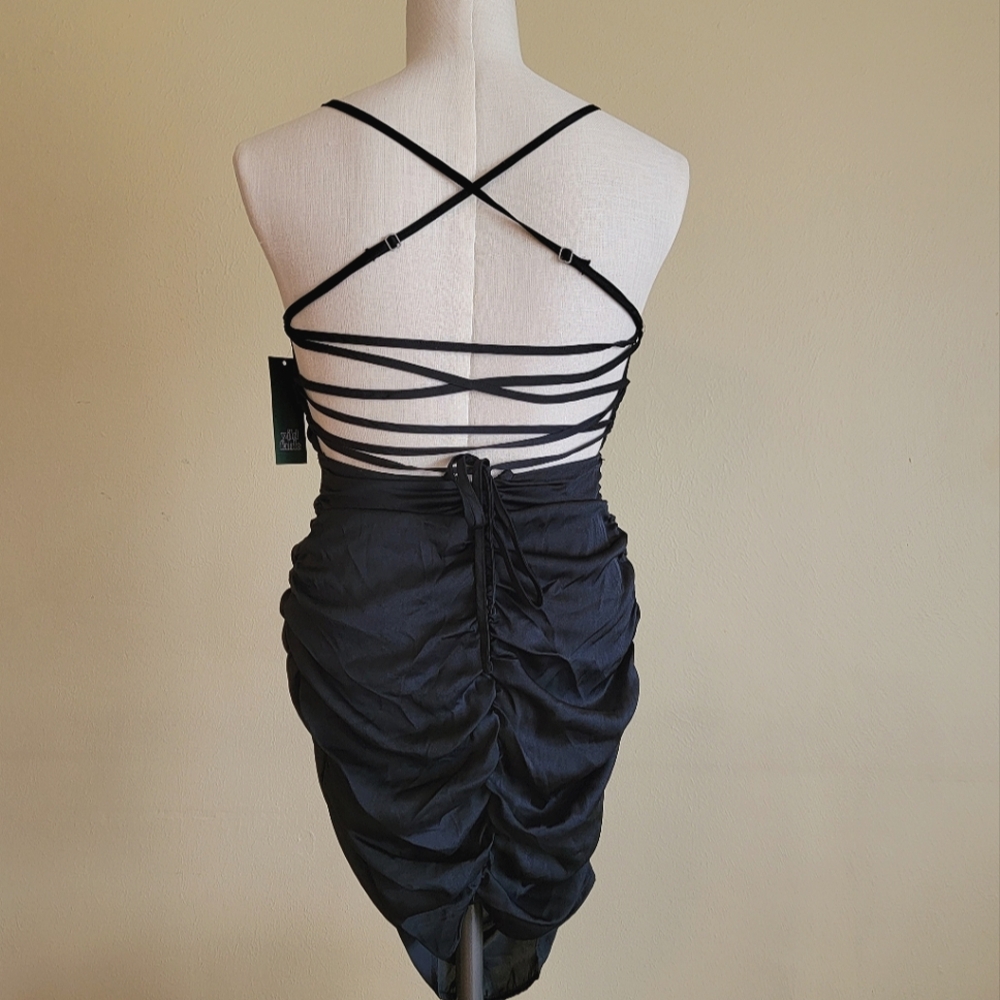 Wild Fable | Ruched Strappy Back Satin Dress